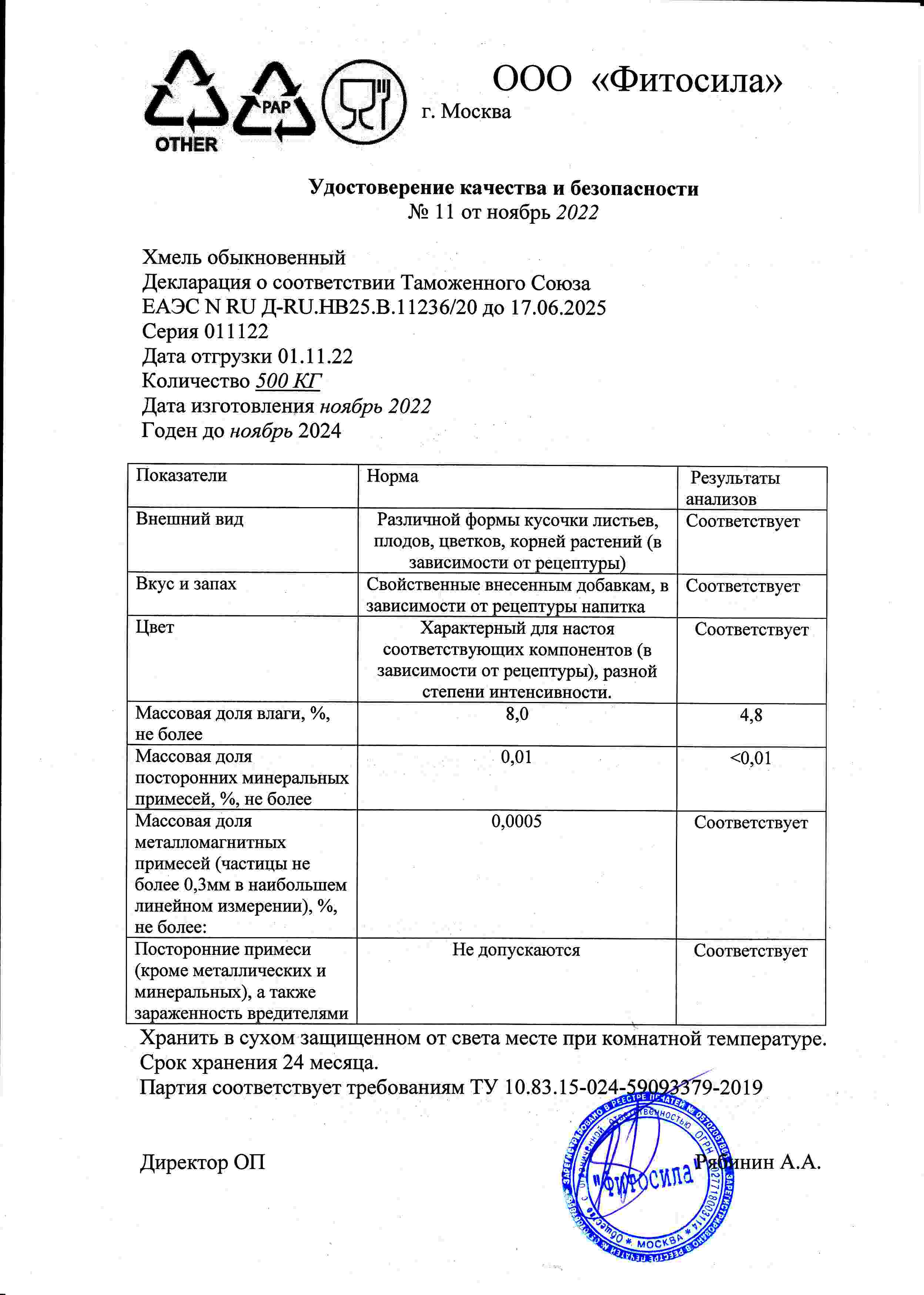 Паспорт №011122